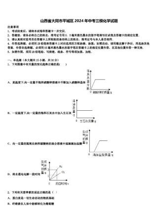 山西省大同市平城区2024年中考三模化学试题含解析.doc