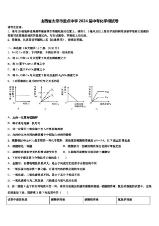 山西省太原市重点中学2024届中考化学模试卷含解析.doc