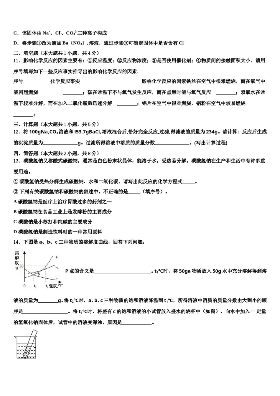 山西省忻州市定襄县市级名校2023-2024学年中考化学最后冲刺模拟试卷含解析.doc_第3页
