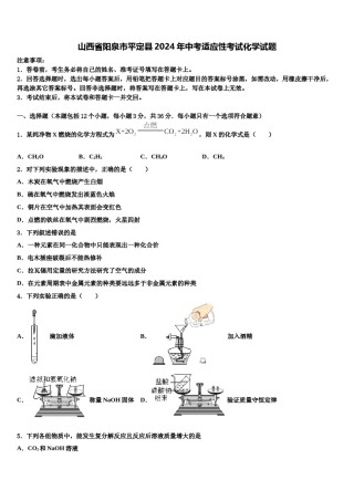 山西省阳泉市平定县2024年中考适应性考试化学试题含解析.doc