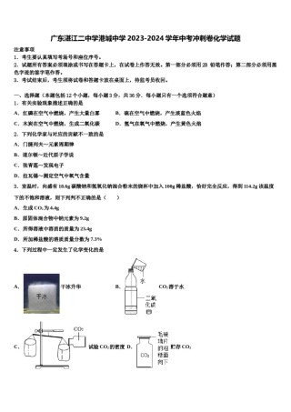 广东湛江二中学港城中学2023-2024学年中考冲刺卷化学试题含解析.doc