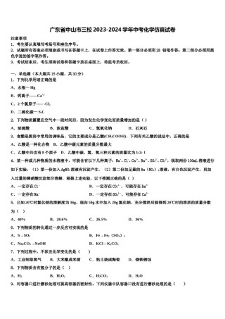 广东省中山市三校2023-2024学年中考化学仿真试卷含解析.doc