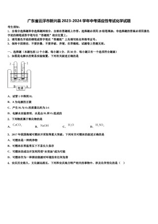 广东省云浮市新兴县2023-2024学年中考适应性考试化学试题含解析.doc
