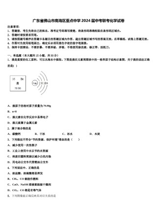 广东省佛山市南海区重点中学2024届中考联考化学试卷含解析.doc