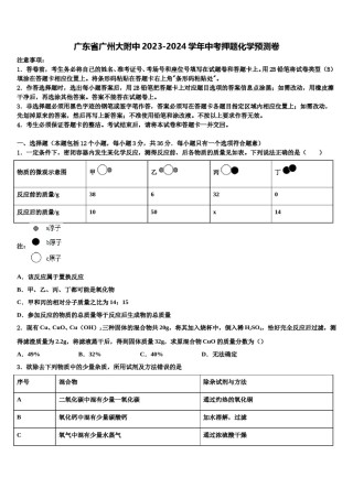 广东省广州大附中2023-2024学年中考押题化学预测卷含解析.doc