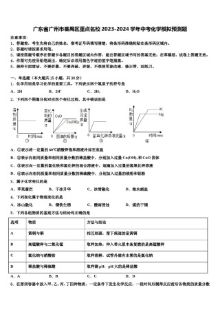 广东省广州市番禺区重点名校2023-2024学年中考化学模拟预测题含解析.doc