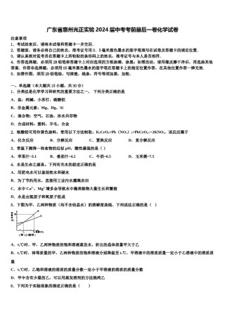广东省惠州光正实验2024届中考考前最后一卷化学试卷含解析.doc