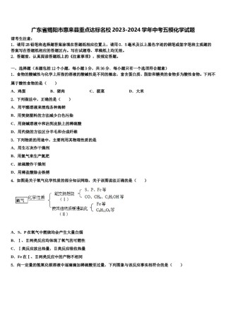 广东省揭阳市惠来县重点达标名校2023-2024学年中考五模化学试题含解析.doc