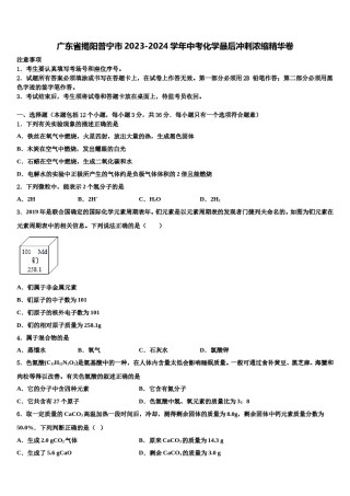 广东省揭阳普宁市2023-2024学年中考化学最后冲刺浓缩精华卷含解析.doc