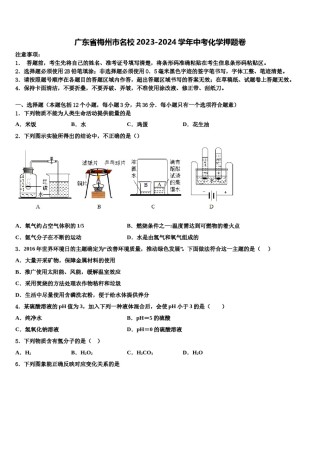 广东省梅州市名校2023-2024学年中考化学押题卷含解析.doc