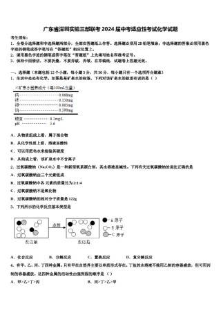 广东省深圳实验三部联考2024届中考适应性考试化学试题含解析.doc