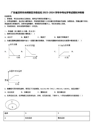 广东省深圳市光明新区市级名校2023-2024学年中考化学考试模拟冲刺卷含解析.doc
