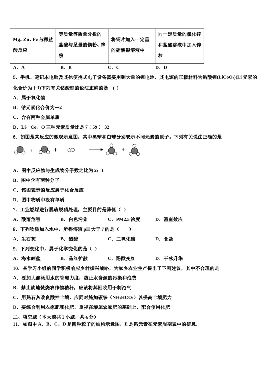 广东省深圳市海韵中学2024年中考化学模拟精编试卷含解析.doc_第2页