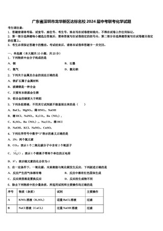 广东省深圳市龙华新区达标名校2024届中考联考化学试题含解析.doc