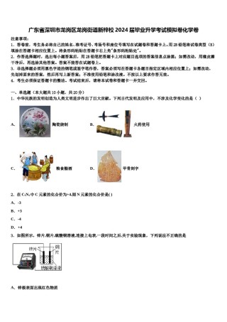 广东省深圳市龙岗区龙岗街道新梓校2024届毕业升学考试模拟卷化学卷含解析.doc