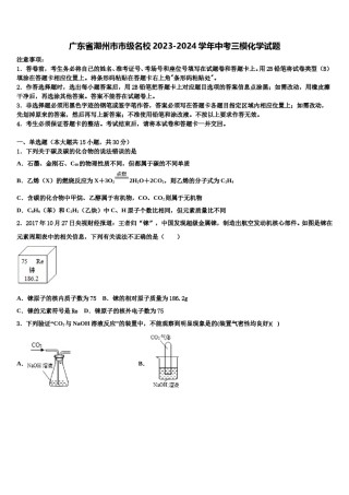 广东省潮州市市级名校2023-2024学年中考三模化学试题含解析.doc
