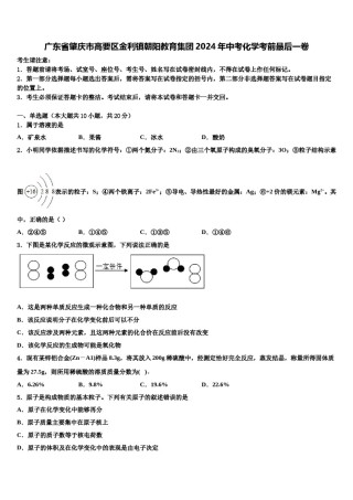 广东省肇庆市高要区金利镇朝阳教育集团2024年中考化学考前最后一卷含解析.doc