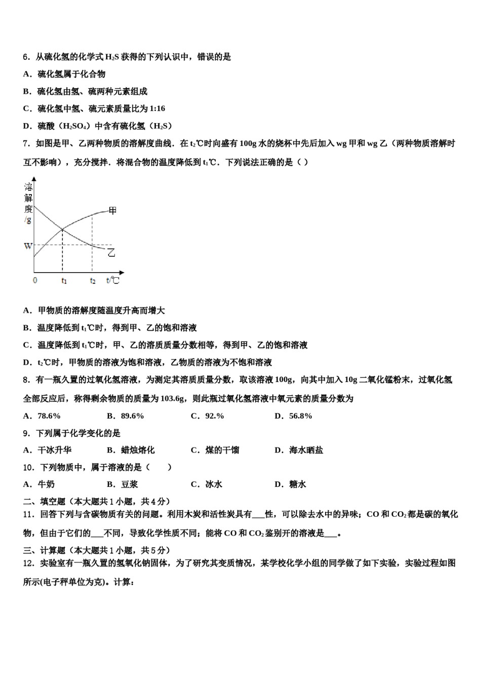 广州市海珠区市级名校2024届中考化学全真模拟试卷含解析.doc_第2页