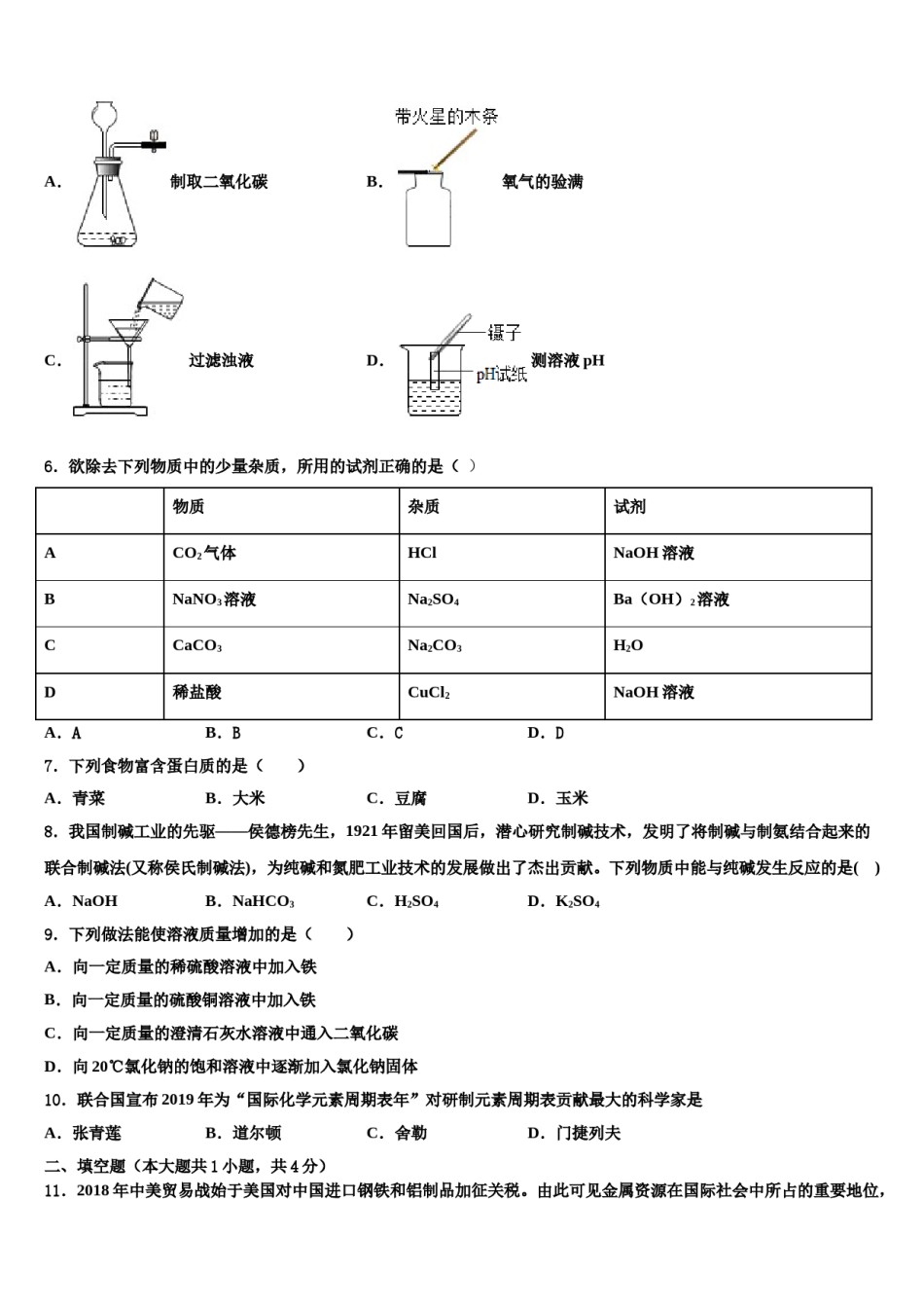 广西北部湾中学等校2024届中考化学考试模拟冲刺卷含解析.doc_第3页