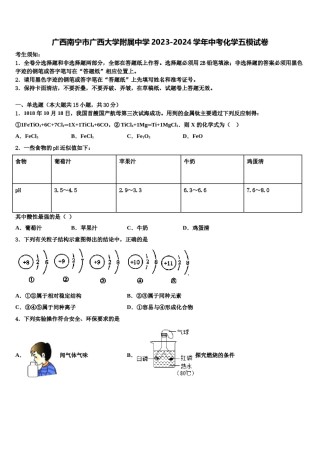广西南宁市广西大学附属中学2023-2024学年中考化学五模试卷含解析.doc
