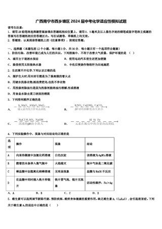 广西南宁市西乡塘区2024届中考化学适应性模拟试题含解析.doc