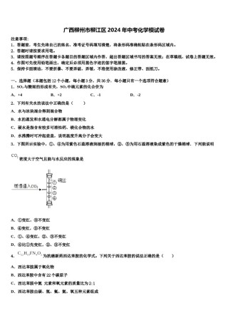 广西柳州市柳江区2024年中考化学模试卷含解析.doc