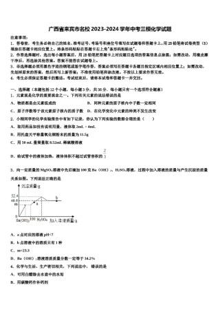 广西省来宾市名校2023-2024学年中考三模化学试题含解析.doc