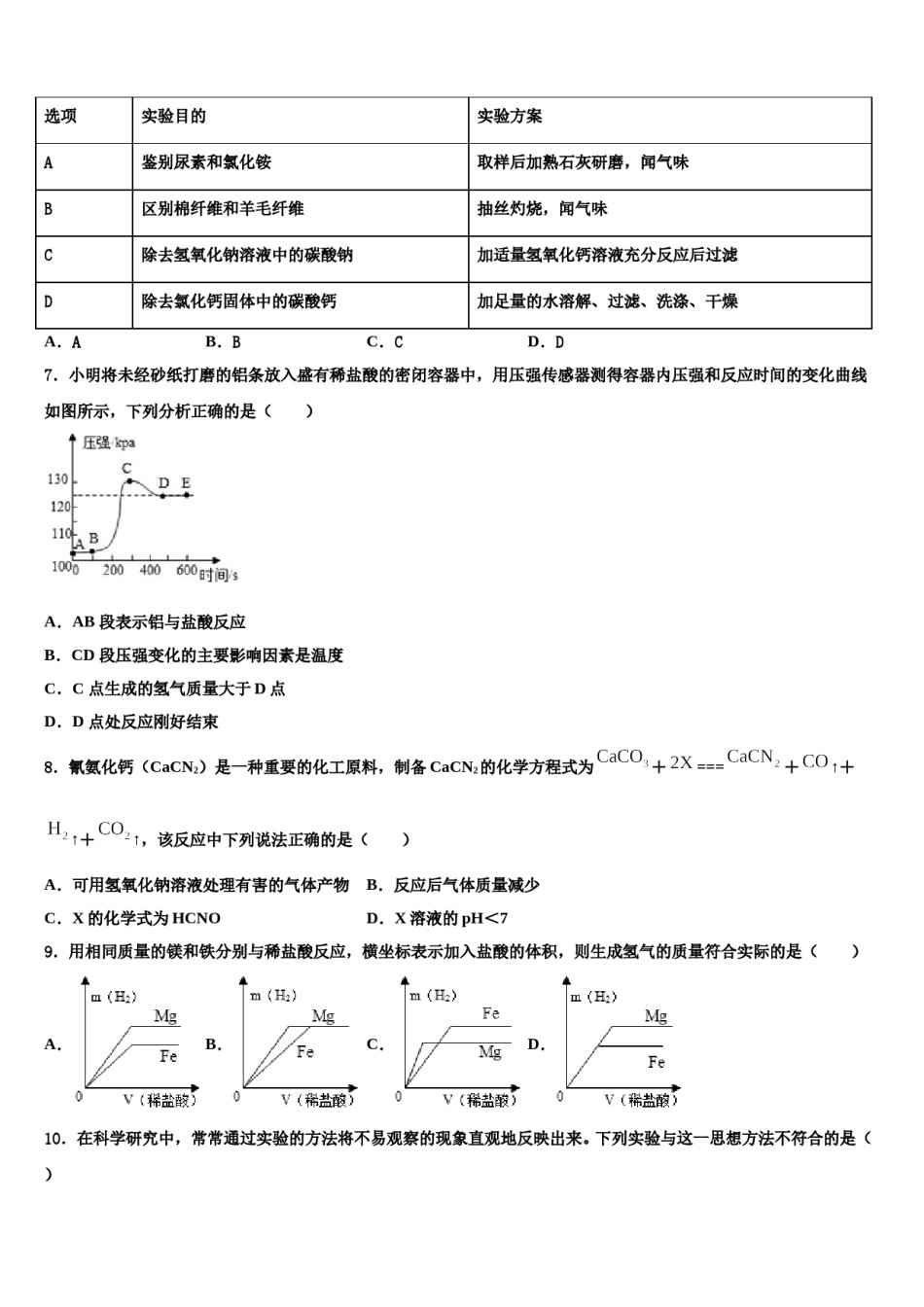 新疆生产建设兵团27团中学2023-2024学年中考适应性考试化学试题含解析.doc_第2页
