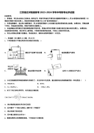 江苏宿迁沭阳县联考2023-2024学年中考联考化学试题含解析.doc