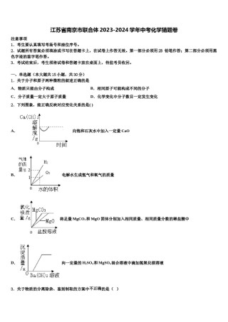 江苏省南京市联合体2023-2024学年中考化学猜题卷含解析.doc
