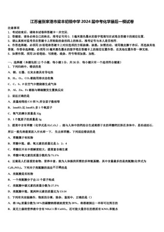 江苏省张家港市梁丰初级中学2024届中考化学最后一模试卷含解析.doc