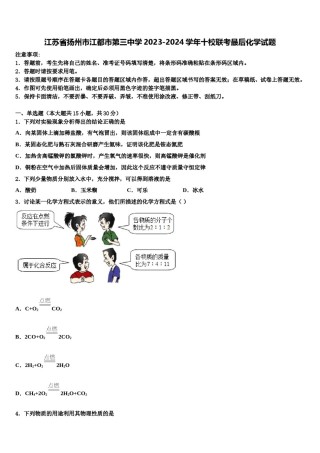 江苏省扬州市江都市第三中学2023-2024学年十校联考最后化学试题含解析.doc