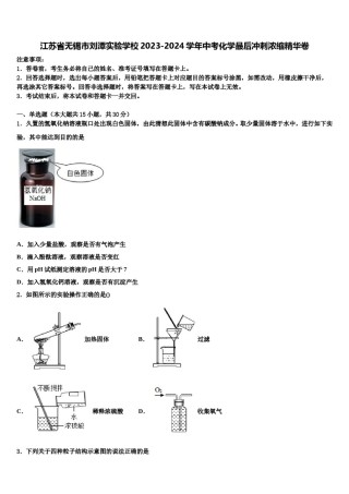 江苏省无锡市刘潭实验学校2023-2024学年中考化学最后冲刺浓缩精华卷含解析.doc