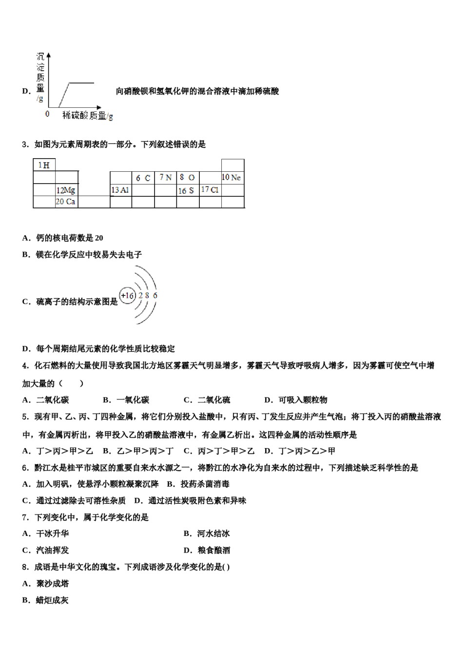 江苏省江阴市第一初级中学2023-2024学年毕业升学考试模拟卷化学卷含解析.doc_第2页