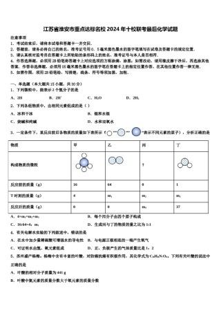 江苏省淮安市重点达标名校2024年十校联考最后化学试题含解析.doc
