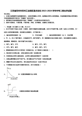 江苏省苏州市苏州工业园区重点名校2023-2024学年中考二模化学试题含解析.doc
