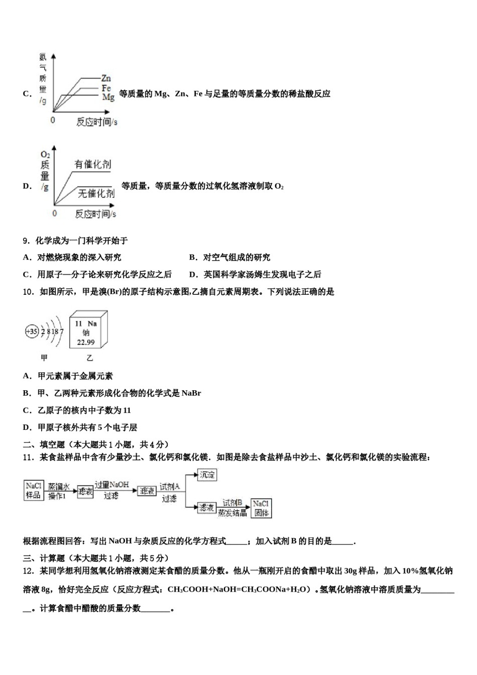 江苏省苏州市草桥实验中学2023-2024学年十校联考最后化学试题含解析.doc_第3页