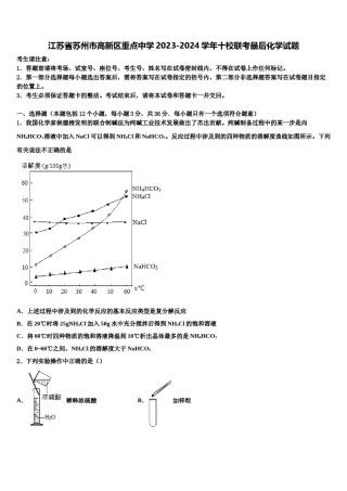 江苏省苏州市高新区重点中学2023-2024学年十校联考最后化学试题含解析.doc