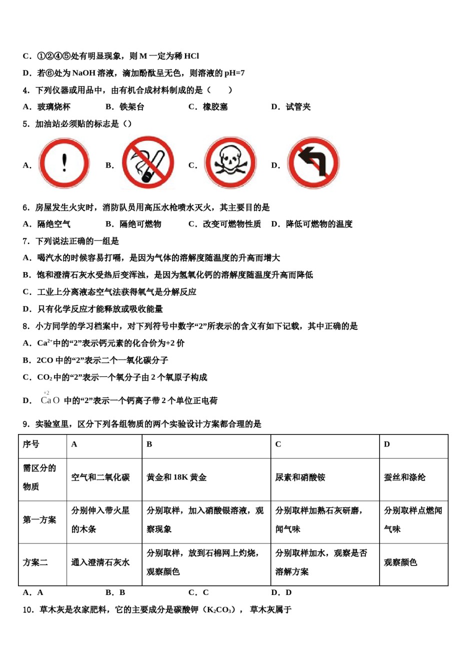江苏省通州区金郊初级中学2023-2024学年十校联考最后化学试题含解析.doc_第2页