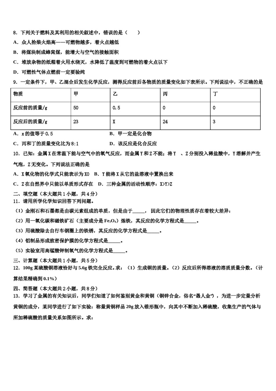 江西省南昌石埠初级中学2023-2024学年中考化学押题卷含解析.doc_第3页