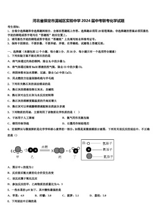 河北省保定市满城区实验中学2024届中考联考化学试题含解析.doc
