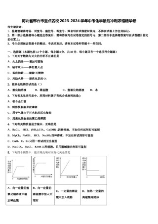 河北省邢台市重点名校2023-2024学年中考化学最后冲刺浓缩精华卷含解析.doc