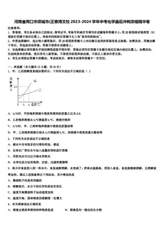 河南省周口市项城市(正泰博文校2023-2024学年中考化学最后冲刺浓缩精华卷含解析.doc