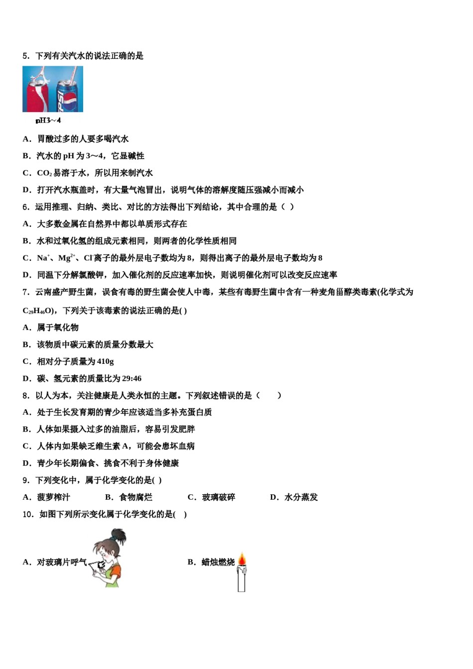 河南省洛阳嵩县联考2023-2024学年中考适应性考试化学试题含解析.doc_第2页