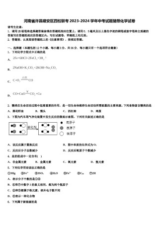 河南省许昌建安区四校联考2023-2024学年中考试题猜想化学试卷含解析.doc
