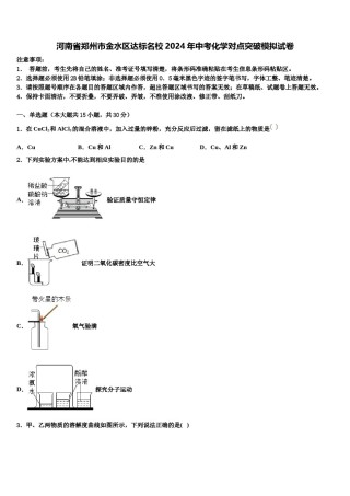 河南省郑州市金水区达标名校2024年中考化学对点突破模拟试卷含解析.doc