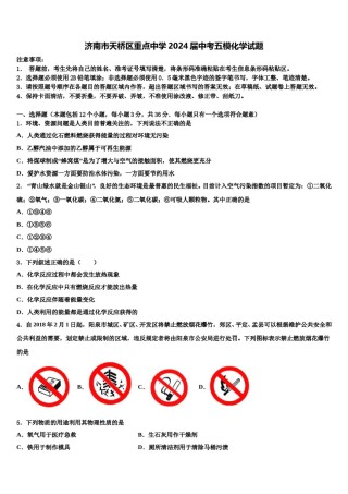 济南市天桥区重点中学2024届中考五模化学试题含解析.doc