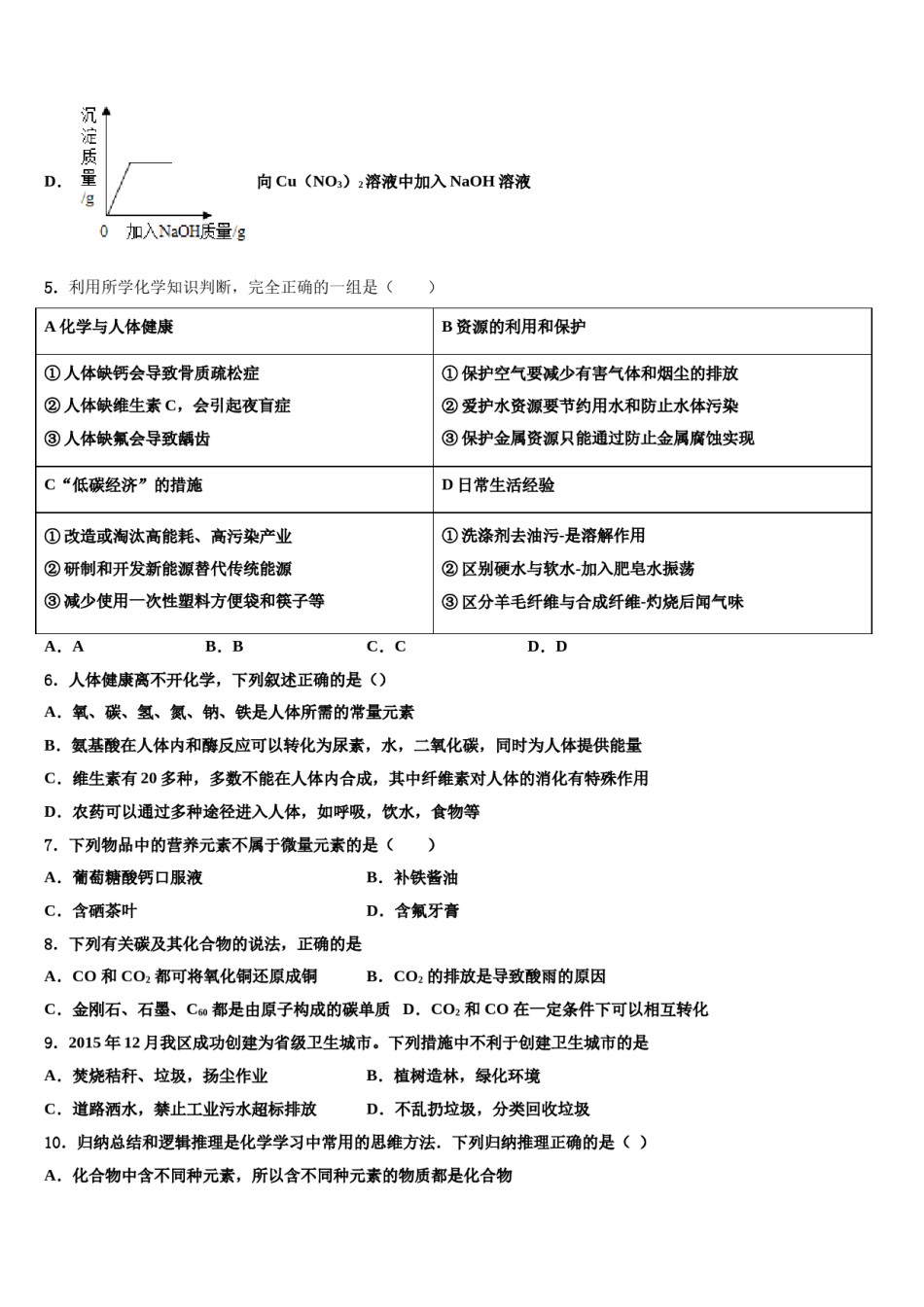 浙江省杭州市临安区、富阳区重点名校2023-2024学年中考四模化学试题含解析.doc_第2页