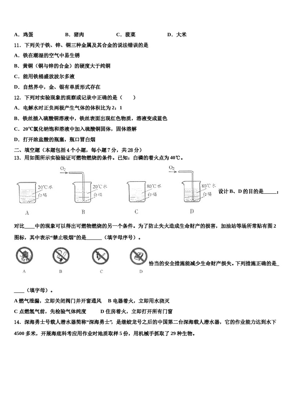 浙江省杭州市文澜中学2024届中考化学考试模拟冲刺卷含解析.doc_第3页