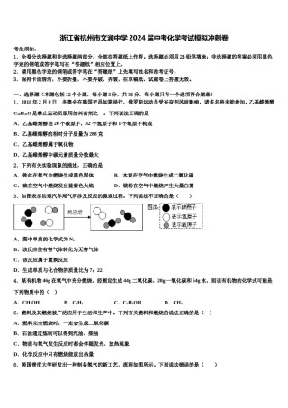 浙江省杭州市文澜中学2024届中考化学考试模拟冲刺卷含解析.doc